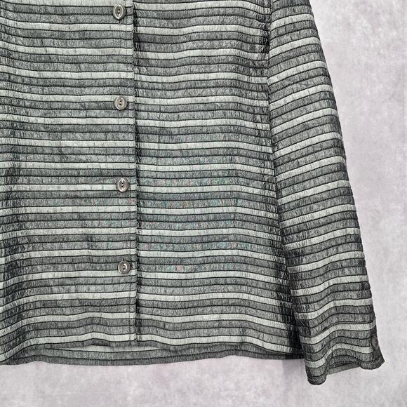 Easy Spirit Gray Stripe Button Metallic Long Sleeve Coat Jacket Large - Picture 4 of 7